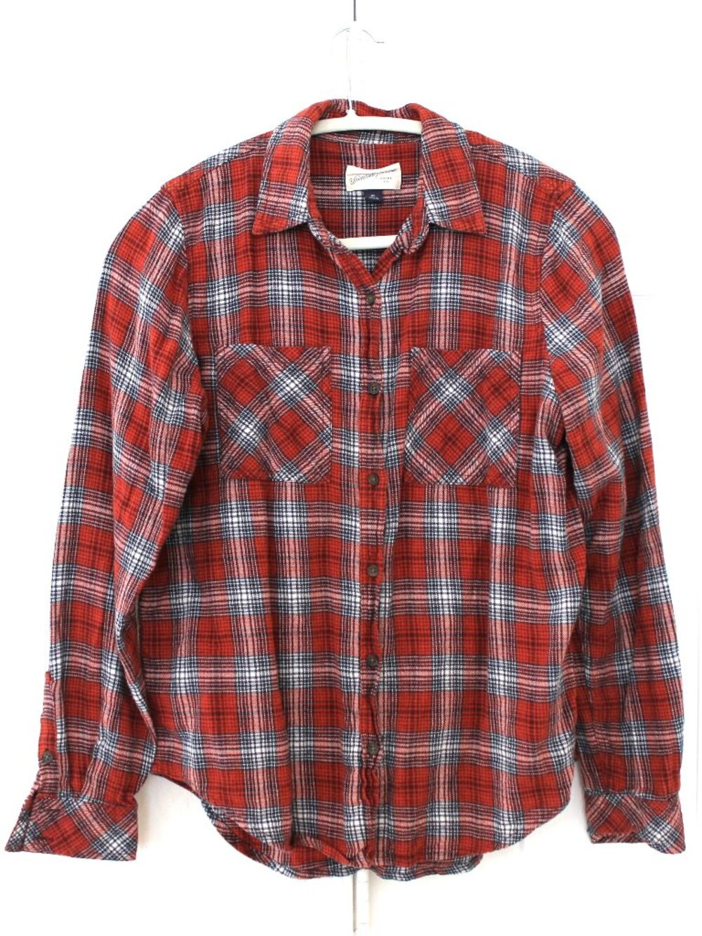 Universal Thread Red Navy Plaid Flannel Button Down Shirt XS